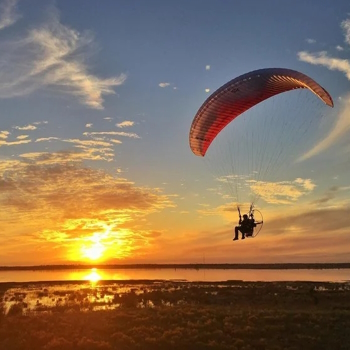 A beginner paramotor pilot staying within their limits